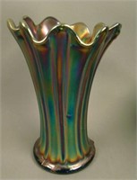 7” N Thin Rib Squatty Swung Vase – Blue (rare