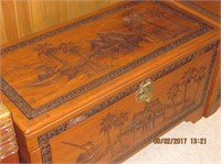 Wooden handcarved camphor chest