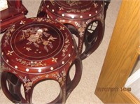 Rosewood footstools - pearl inserts (2)