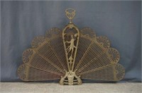 Brass Peacock Fan Fireplace Screen Vintage