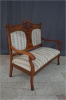 Antique Victorian Carved Wood Settee