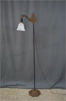 57" Cast Iron Pole Lamp with Frosted Glass Shade