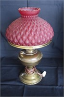 Aladdin Model #11 Brass & Red Glass Lamp