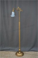 Vintage 5' Pole Lamp with Art Glass Shade