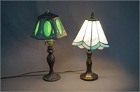 2 Leaded Stained Glass Boudoir Lamps