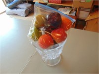 Glass Decorative Bowl /  Styrofoam Fruit