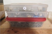 3 Containers Of Assorted Screws Etc
