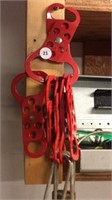 6 Red Locking  Cinches & 3 Locks - No Keys