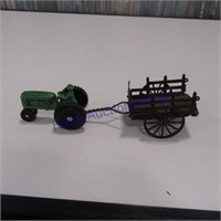 Toy tractor w/metal wagon