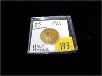 1911 $5 Gold Indian Head Eagle