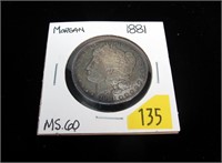 1881 Morgan dollar, MS-60