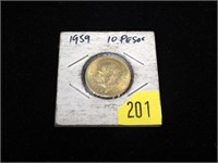 1959 10 pesos gold Mexico, uncirculated, .900 gold