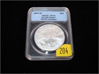 2007-W American Silver Eagle burnished, ANACS
