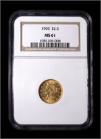 1903 $2.50 Gold Liberty Quarter Eagle, NGC slab