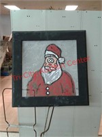 > Santa painted on screen with picture frame 25x25