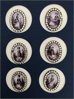 Set of six oval enamels with paste