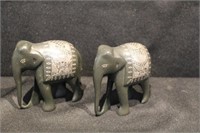 2 piece engraved metal elephants