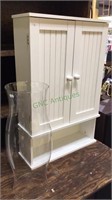 Like new white wall cabinet with 2 doors, & glass