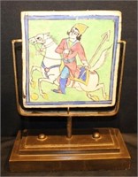 Art Tile Man on Horse with Spear setting on stand