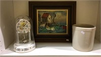 Framed boat oil painting, tweety bird anniversary