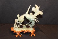 8.5 in. Tall Jade Asian Crane with Rose