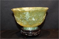 Spinach Jade fitted bowl with stand 5 3/4" wide