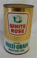 RARE WHITE ROSE MULTI-GRADE QT. OIL CAN - FIBRE