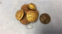 6 early us uniform buttons, 1 early European