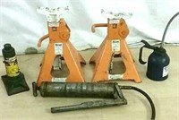 Jack Stands, Bottle Jack, Greese Gun & Oil Can