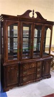 Cherry China cabinet, two Piece, glass shelves,