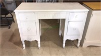 Painted four drawer vanity or kneehole desk, 31 x