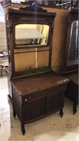 Antique oak washstand with towel bar in Mirror,