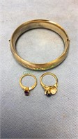 Vintage gold tone cuff bracelet, two gold tone