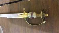 Brass and steel sword from India, 28 inches long,