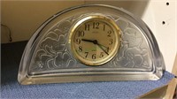 Lalique style frosted glass table clock with