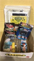 Box lot with NASCAR, hot wheels, White House