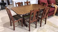 Country style Trestle table with six chairs,