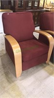 Modern reclining chair with wooden arms, 34