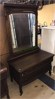 Antique oak three drawer dresser with dressing
