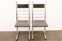 Mid-Century Modern Leather & Chrome Chairs, Pair