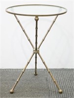 Hollywood Regency Faux Bamboo & Brass Side Table