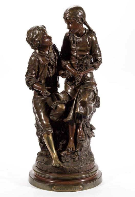 Victor Rousseau (French, 1856-1954) bronze sculpture, 27" HOA