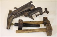 (3) Vintage Wood Scribes & Old Saw Sharpening Vise