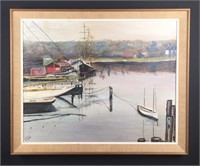 Original marina oil painting - Muriel T. Meyer
