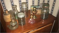 Mason ball jar, Virginia box, Butter Press
