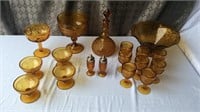 Amber Glass Goblets and Dishes
