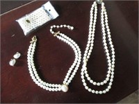 Necklaces, clip earrings, bracelet