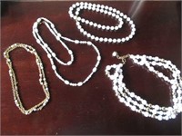 White bead assorted necklaces