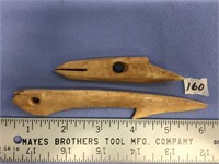 St. Laurence Island artifacts:  2 ivory harpoons,