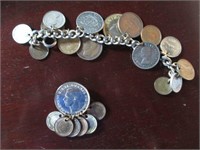 Coin bracelet and coin pin